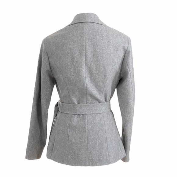 NWOT HARMONY PARIS GREY 100% WOOL BELTED SINGLE BUTTON CLOSURE BLAZER - Picture 4 of 14